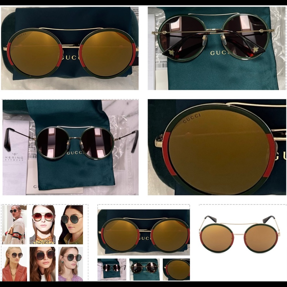GUCCI SIGNATURE ROUND SUNGLASSES BUT THIS PAIR HAS THE RARE GOLD MIRROR LENSES
